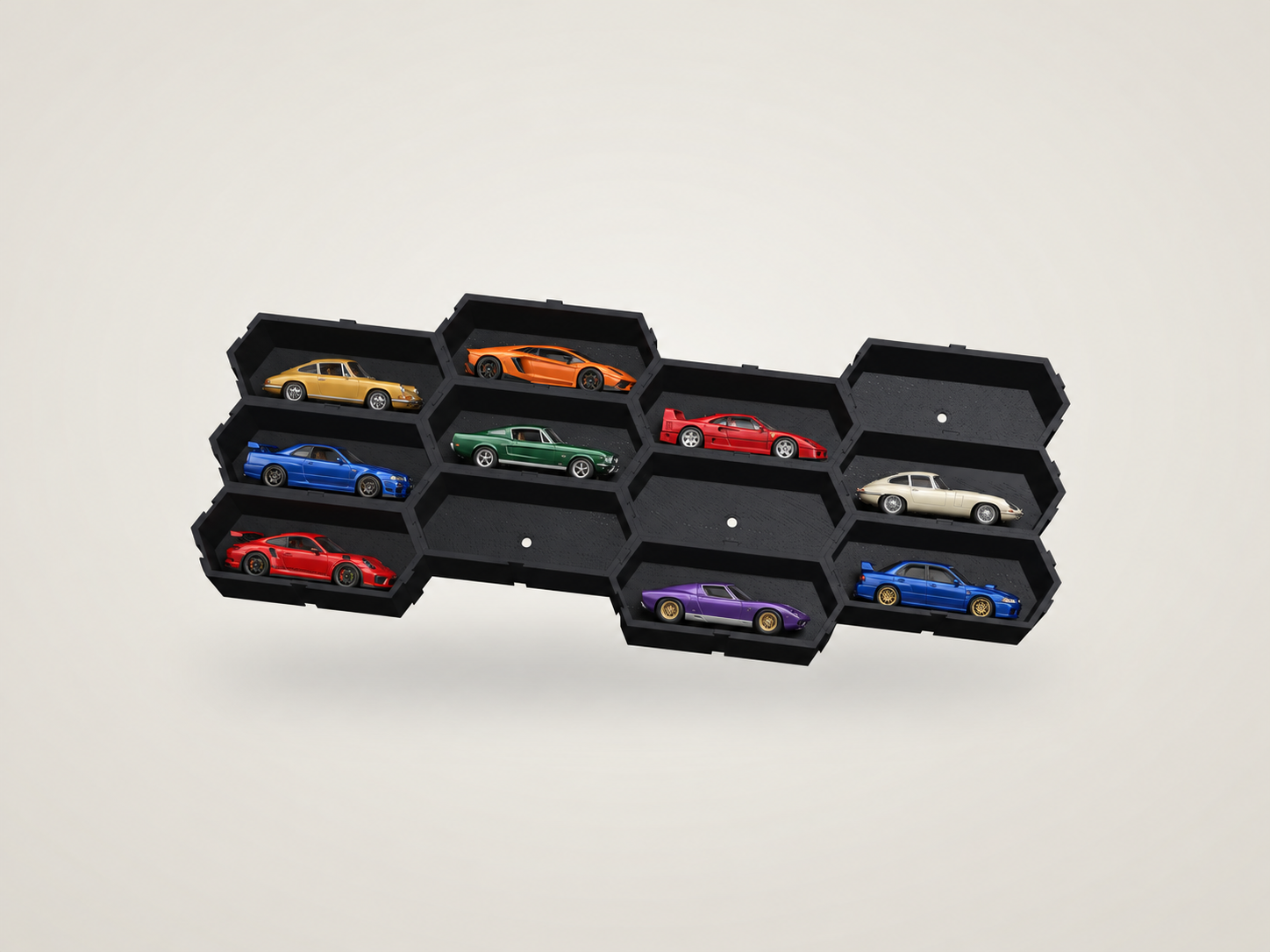 Hexbox voor modelauto's 1:43 en 1:48, 3D-geprint door Laagje Erbij