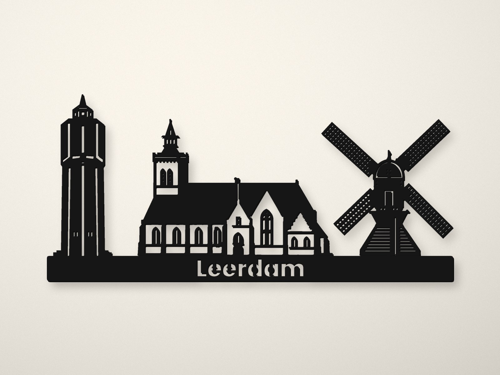 Leerdam silhouet, 3D-geprint door Laagje Erbij
