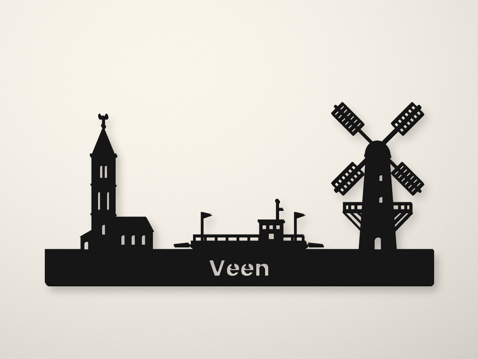 Veen silhouet, 3D-geprint door Laagje Erbij